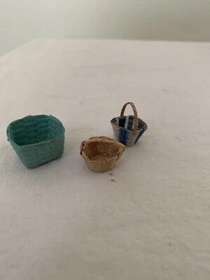 Dollhouse Miniature Artist Round Decorative Baskets Lot of 3 - Image 1 of 4