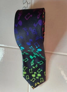Music Notes Tie Fashion Slim Novelty Unisex Skinny Necktie - Picture 1 of 4