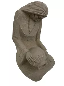 Rare VTG 80s Austin Sculpture Woman With Pot Sandstone Mexico Native American - Picture 1 of 17