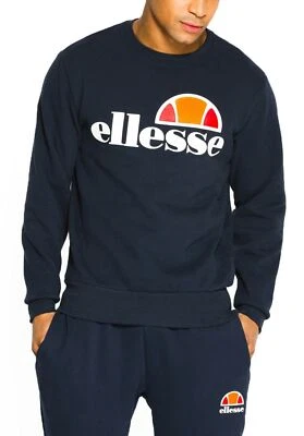 Sudadera para hombre ellesse cuello redondo atlética deportiva logotipo polar sudadera top azul marino Foto 1 de 4