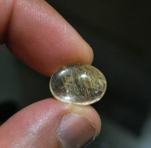 10.55 Ct Pretty Quality Golden Rutiled Quartz Oval Shape Cabochon Loose Gemstone - Picture 1 of 6