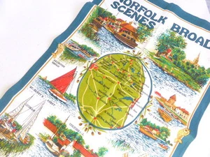 Norfolk Broad Scenes Souvenir All Cotton Dish Towel Horsey Mill Salhouse Broad  - Picture 1 of 8