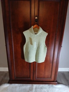 Neu mit Etikett Anthropologie selbstkontrastierender ärmelloser Damenpullover XL Rollkragen WEICH! - Bild 1 von 9