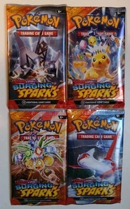 Pokemon TCG Scarlet and Violet Surging Sparks Lot of 4 Sleeved Booster Pack - Picture 1 of 3