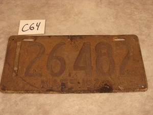 C64 VINTAGE 1922 22 MASS LICENCE PLATE # 126.482 - Picture 1 of 1