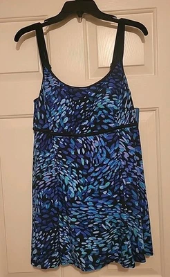 Traje de baño Great Lengths By Longitude negro azul control de barriga talla 12 nuevo con etiquetas Foto 1 de 4