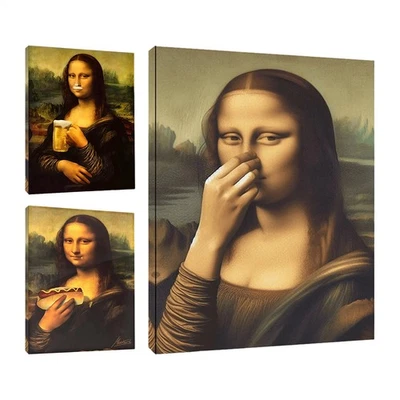 Mona Lisa Funny Bathroom Framed Wall Art Poster Canvas Print Picture