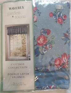 Vintage Waverly Garden Room Double Layer Valance Hillside 72x17 Roses New Cotton - Picture 1 of 7