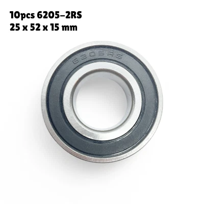 10pcs 6205-2RS Deep Groove Ball Bearings - 25 x 52 x 15 mm - image 1 of 2