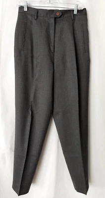 Calça social de lã limitada com zíper botão perna cônica mosca cinza tamanho 12 #14762 - Imagem 1 de 3