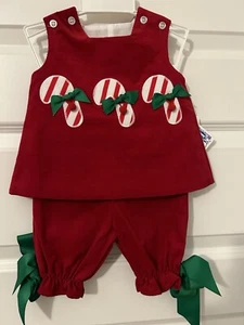 New Bailey Boys Girls Red Corduroy Dress Set Christmas Candy Canes 3 Months NWT - Picture 1 of 2