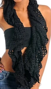 *2-Tone or Solid Colors* Crochet Wing Ruffle Infinity Scarf Shawl Wrap - Picture 1 of 29