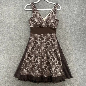 Vintage Women Babydoll Dress Size S Brown Lace Event Y2K Fairy Grunge Whimsigoth - Picture 1 of 10