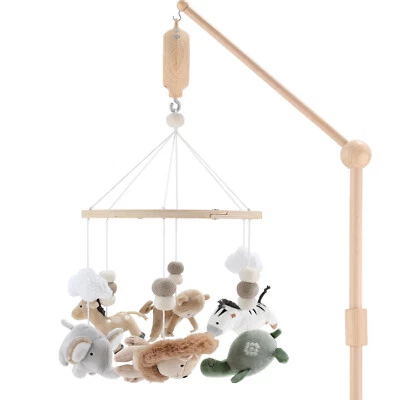 Juego móvil de cuna musical de madera Safari Serenity - decoración unisex para bebé Foto 1 de 4