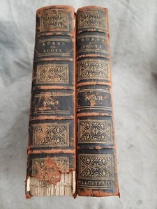 Antique Complete Works Robert Burns Walter Scott 1872 Vol. 1 & 2  - Picture 1 of 22