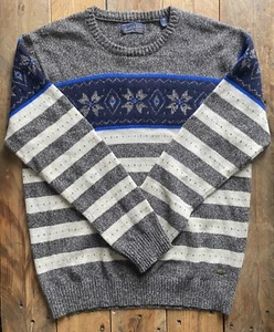 Scotch & Soda Nordic Wool-blend Sweater/Jumper - Grey/Cream/Blue - XXL - Picture 1 of 11