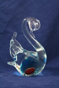 Cisne de cristal de Murano azul claro y transparente, Italia - Imagen 1 de 7