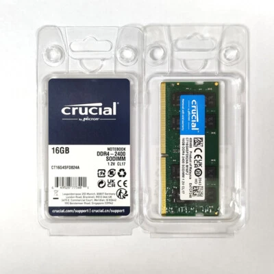 Crucial kit 32GB (2* 16GB) DDR4 2400MHz RAM CT16G4SFD824A SODIMM Laptop Memory - Image 1 of 4