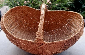 Large Antique Primitive Buttocks Basket 18 inch Gathering Basket - Picture 1 of 19