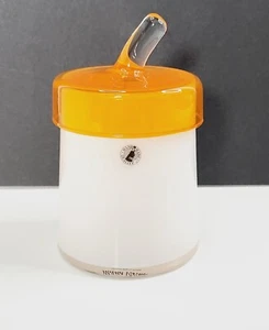 Ikea Maria Vinka Glas Kürbis Halloween Glas handgefertigt orange weiß Deckel Vase - Bild 1 von 14