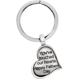 Happy Fathers Day Heartprint Keyring In Sterling Silver - Picture 1 of 2