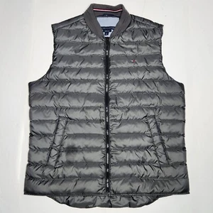 Tommy Hilfiger Down Puffer Vest Mens Medium Gray Lightweight Insulated Gorpcore - Picture 1 of 12