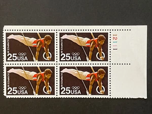 Scott # 2380 25-cent Summer Olympics Stamp, MNH Plate Block of 4 - Picture 1 of 1