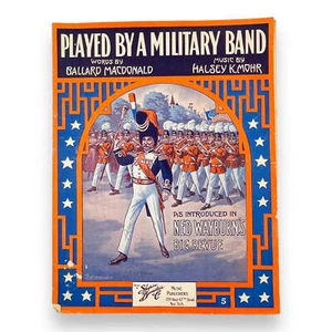 Scarce 1915 Played By A Military Band WWI MacDonald Wayburn's Review Sheet Music - Picture 1 of 3