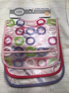 NEU Luvable Friends 3er-Pack leicht zu reinigen Kunststoff wasserdicht Füttern Baby Lätzchen Mädchen rosa - Bild 1 von 6