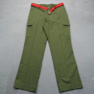 VTG Boy Scout Pant Mens 38 BSA Uniform Cargo Green Brass Belted Camp Reservation - Picture 1 of 17