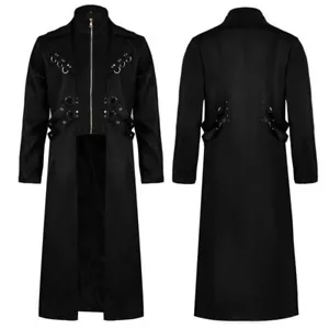 Mens Steampunk Long Coat Cosplay Medieval Renaissance Punk Retro Gothic Jacket - Picture 1 of 8