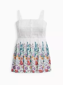 Babydoll Torrid Floral Tanque Crochet Gasa Blanco Nuevo Con Etiquetas Nuevo 3X - Imagen 1 de 11
