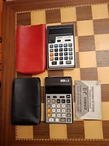 Joblot RARE 1970s Handheld Casio Electronic Calculators 103-MR + J-3 WORKING * - Picture 1 of 12