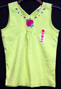 2007 Gymboree Candy Apple Green Tank Top Shirt Keyhole Back Flowers Sleeveless 9 - Picture 1 of 5