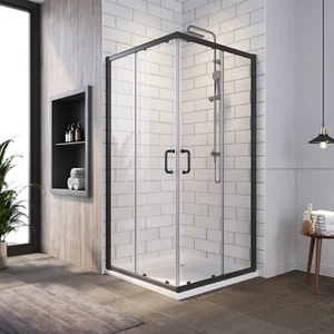 SUNNY 36" x 36" x 72" Black Sliding Shower Door Shower Enclosure Tempered Glass - Picture 1 of 8