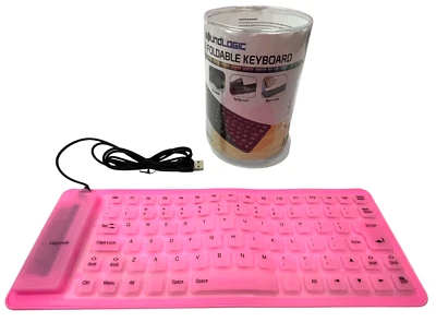 Teclado flexível de silicone SOUND LOGIC com cabo USB conectado ROSA BRILHANTE novo - Imagem 1 de 4