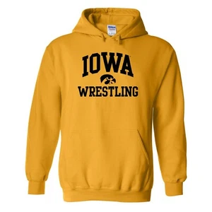 Sudadera con capucha deportiva universitaria de lucha libre logotipo arco Iowa Hawkeyes - dorada - Imagen 1 de 6