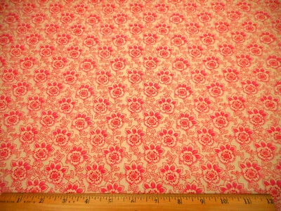 30s Reproduction Fabric By Yard SALE Pink Floral White RJR Premium Cotton #C - Image 1 of 2