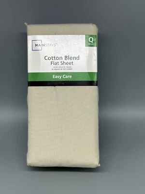 Nuevo 300 TC Mezcla de Algodón Fácil Cuidado Sábana Plana Papiro Beige Talla Queen Pilares Foto 1 de 3