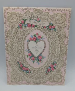 Vintage 1954 Hallmark Large Die Cut VALENTINE Greeting Card Paper W/ box 9.5" - Picture 1 of 8