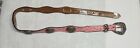 Texas Leather Pink Women's Belt Size 32 Silver Buckle And Accents 