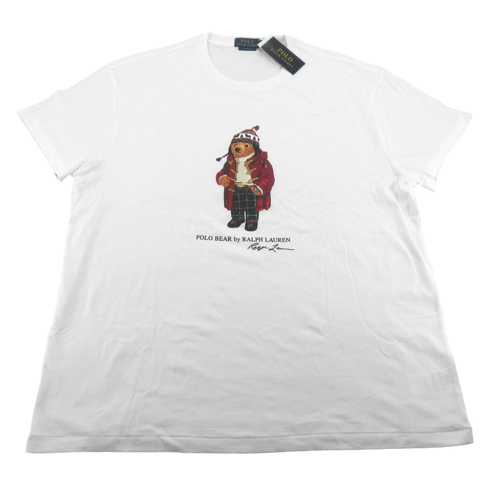 Polo Bear Ralph Lauren White Holiday Bear T-Shirt Toggle Coat Beanie Men’s Large