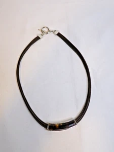 Vintage Lauren Ralph Lauren Leather And Faux Tortoise Shell Necklace - Picture 1 of 7