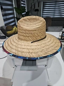 Sonnenhut Korbgeflecht amerikanische Flagge breite Krempe - Bild 1 von 3