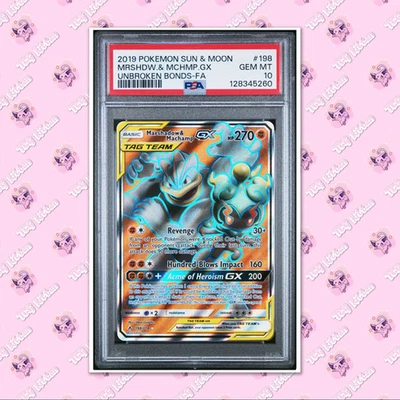 PSA 10 Marshadow & Machamp GX 198/214 Tag Team Unbroken Bonds TCGKITTEN - Image 1 of 3