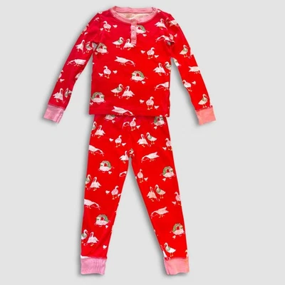 Juego de pijama The Beaufort Bonnet Company Sara Jane's Sweet Dream gansos rojo y rosa Foto 1 de 4