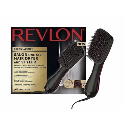 Revlon Hair Dryer Styler Hot Brush One Step Ionic Tangle Fizz Free 2 Heat Black - Image 1 of 4