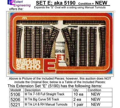 LN Märklin 5190 Set E for "M" Track; without Blue OBX; EE Tested Turnouts !! - Image 1 of 2