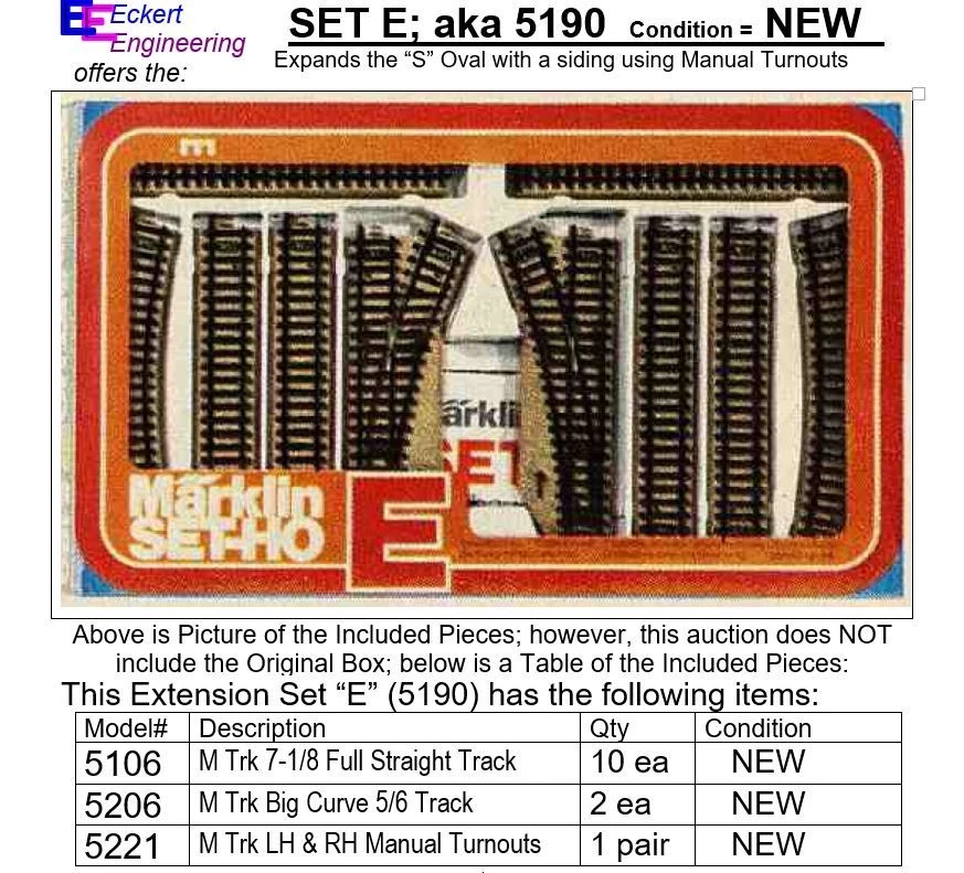 LN Märklin 5190 Set E for "M" Track; without Blue OBX; EE Tested Turnouts !! - Image 1 of 2