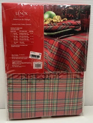 LENOX Holiday Nouveau Dazzle Rojo Tartán Cuadros Brillo Mantel 60x102 Nuevo en Paquete Foto 1 de 4
